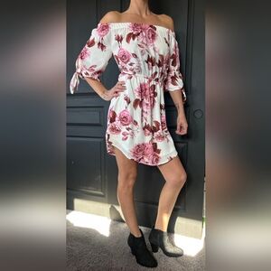 Strapless Floral High Low Flowy Dress
